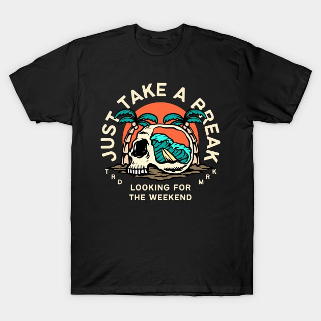 Just take a break - skull beach vintage design T-Shirt by Nekojeko